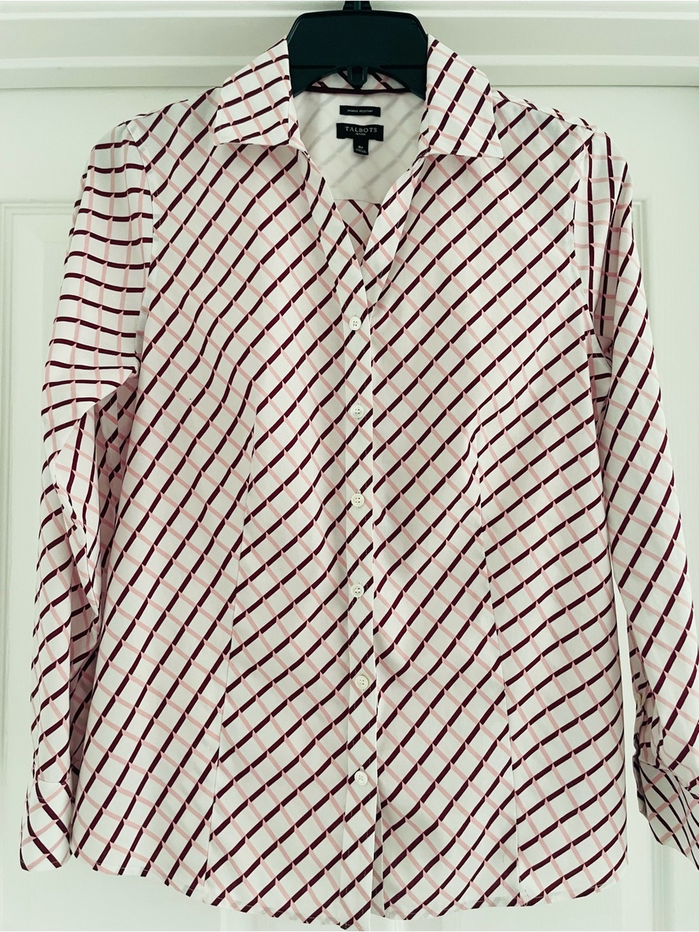 Talbots White, Pink & Burgundy Blouse, 8P